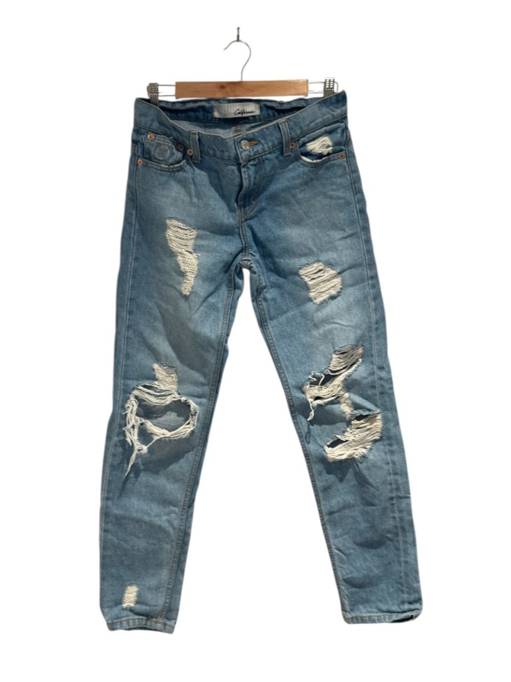 THE LAUNDRY ROOM distressed medium blue straight leg jeans - size 26